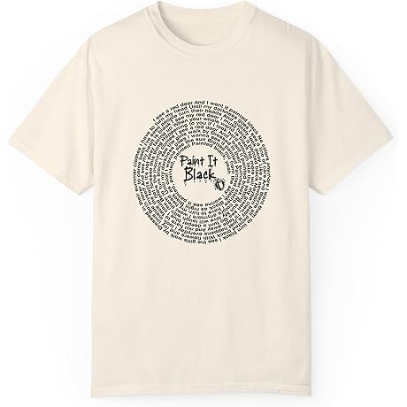 Vintage Rolling Stone 'Paint It Black' Lyrics Rock Band T-Shirt, White