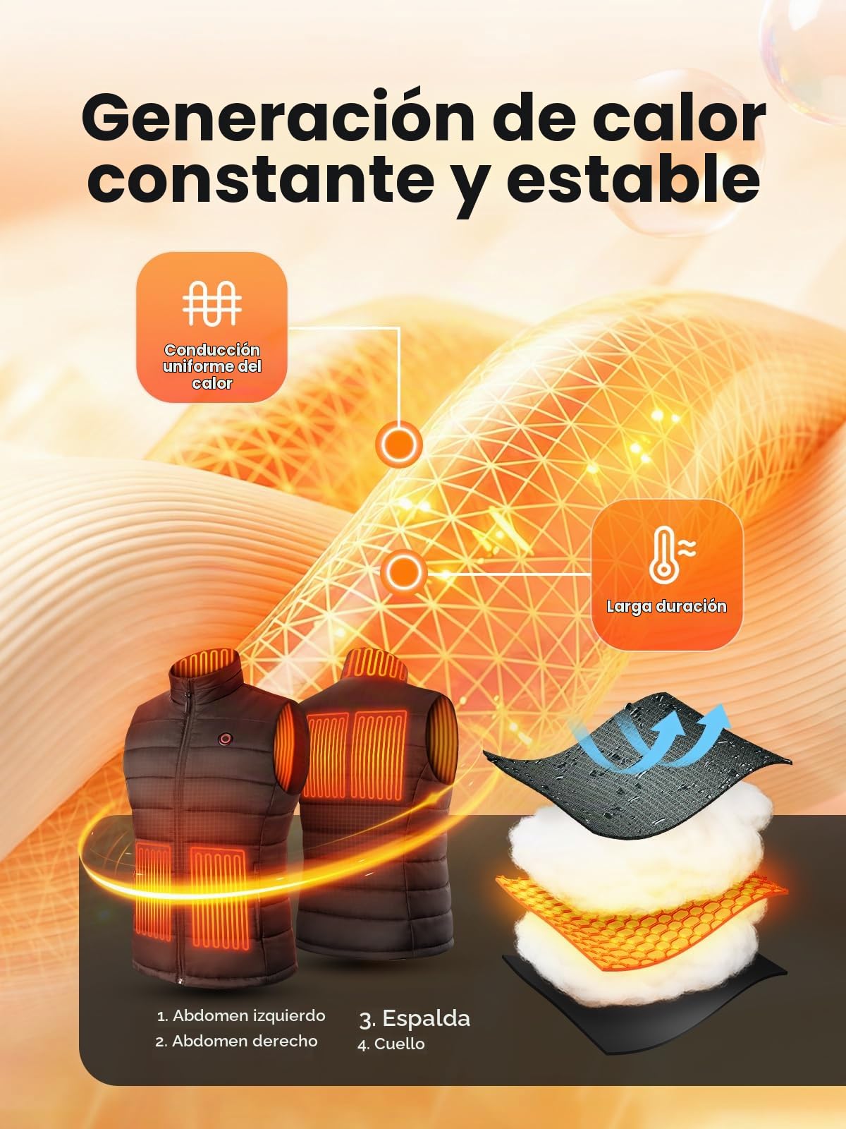 Chaleco Calefactable Mujer con Batería de 12V 12000mAh, 4 Niveles de Calor y Control por App, Chaleco Térmico Ligero para Invierno, Exteriores, Senderismo, Esquí, Hogar y Teletrabajo(Talla S)
