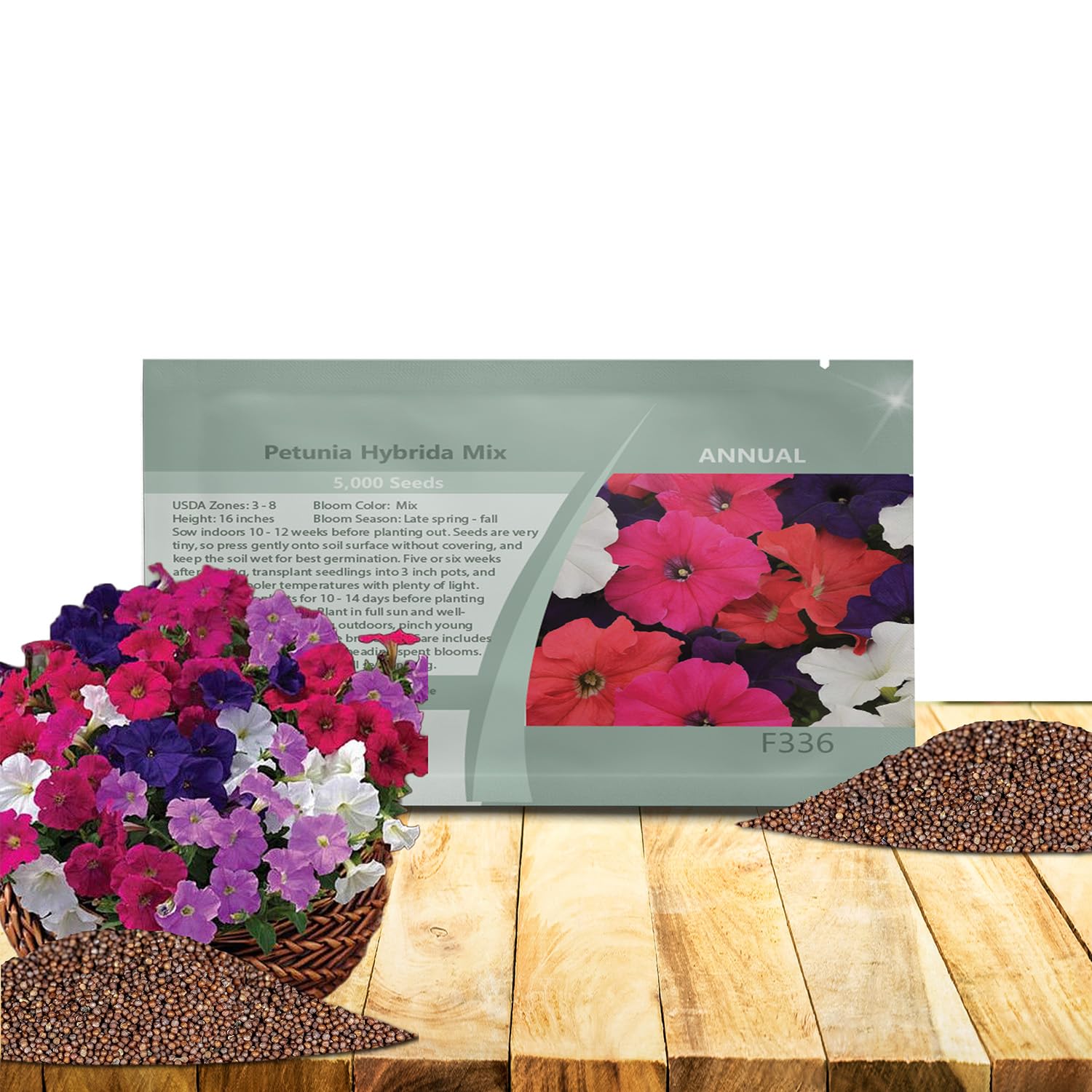Outsidepride Hybrida Mix Petunia Seeds - 5000 Pcs. Annual, Compact & Versatile Flower Seeds for Planting Low Growing Vibrant Blooms, Ideal for Garden Beds, Hanging Baskets & Container Displays