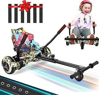 Hoverboard Seat Attachment Kids Adjustable Length Hover Board Go Kart Attachement for 6.5'' 8'' 10'' Two Wheel Self Balancing Scooter Hoverboard Kart Seat Accessory for Kids/Adults with 6 Extra Straps