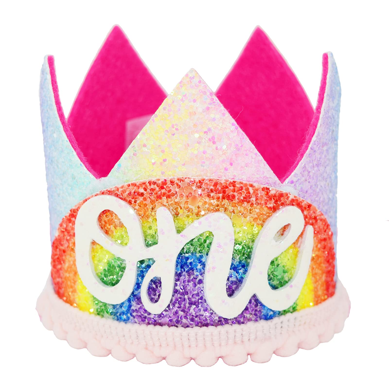 Maticr Glitter Baby Boy Girl First Birthday Crown Number 1 Headband Little Prince Princess Cake Smash Photo Prop