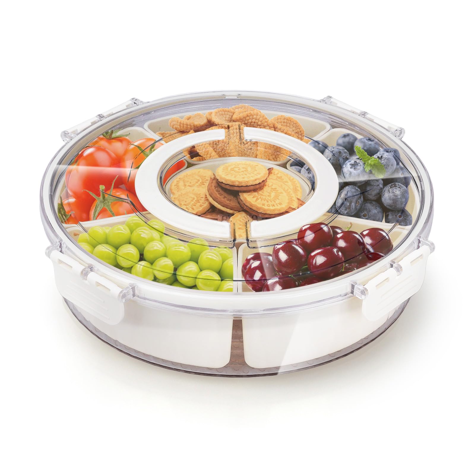imposyu Snackbox mit Fächern 28cm Snackteller mit Deckel Spi