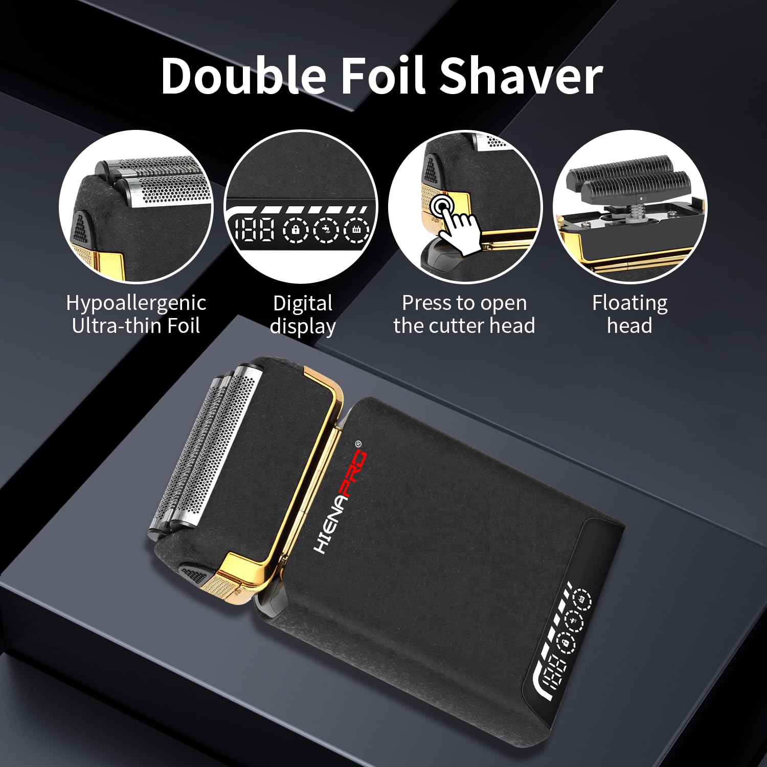 HIENA PRO Rasoir électrique pour homme, tondeuse à barbe rechargeable, rasoir professionnel sans fil avec USB, rasage du visage et épilation, cadeaux pour hommes