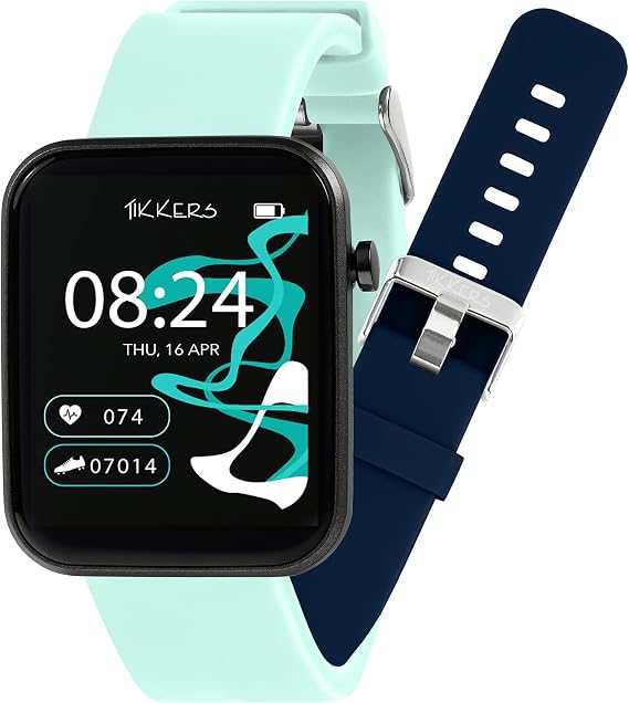 Tikkers Smart Series 13 Blue Silicone Strap Smart Watch and Blue Silicone Strap Set