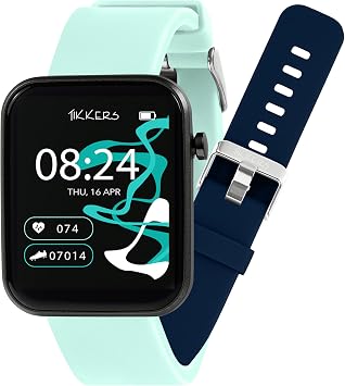 Tikkers Smart Series 13 Blue Silicone Strap Smart Watch and Blue Silicone Strap Set