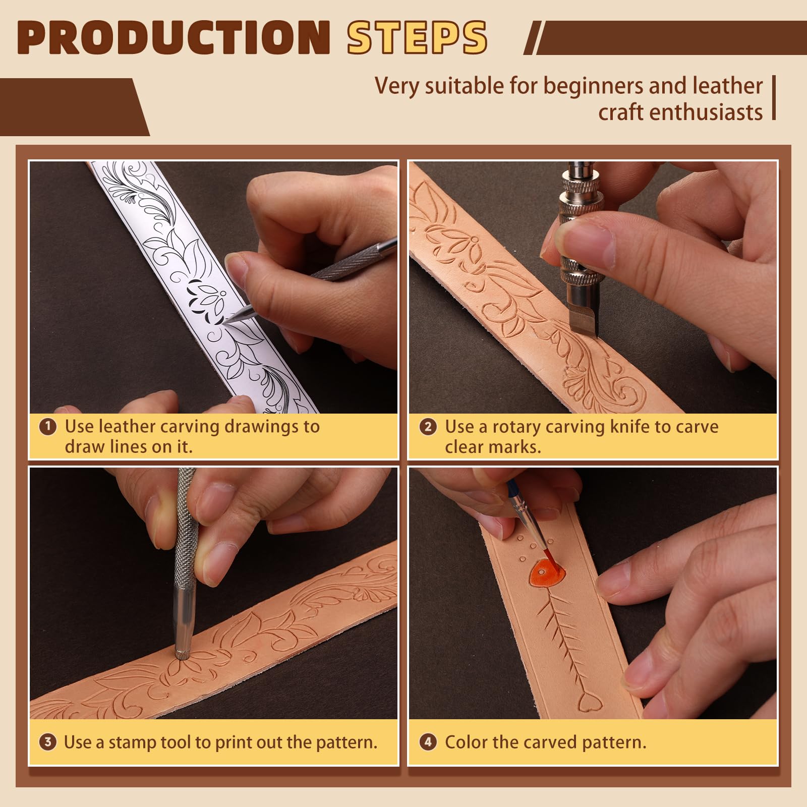 Leather Crafting Kit - Beginner Tools & Supplies -4 Leather Crafting Kit - Beginner Tools & Supplies -4