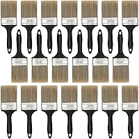 HOZEON 20-Pack 3-Inch Flat Paint Brushes Bulk - Durable Synthetic Bristles, Non-Slip Plastic Handles for Walls, Fences, DIY Projects, Deck Repair