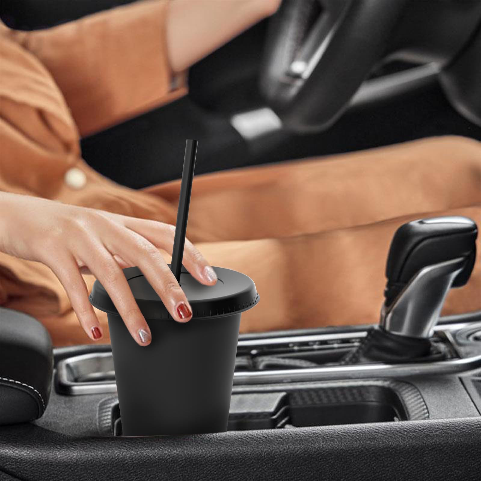 Amazon.com | OZMOJOO 16 oz Reusable Black Plastic Cups with Lids and Straws  - 15 Pack Matte Plastic Tumbler for Iced Coffee - Sturdy BPA Free Drinking  Cups for Smoothies, Milkshakes, Cold