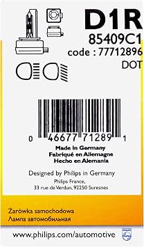 Philips Automotive Lighting D1R Authentic Xenon HID Headlight Bulb with 4200K Intense White Light, Fits Select High Beam and Low Beam Positions, 1 Pack