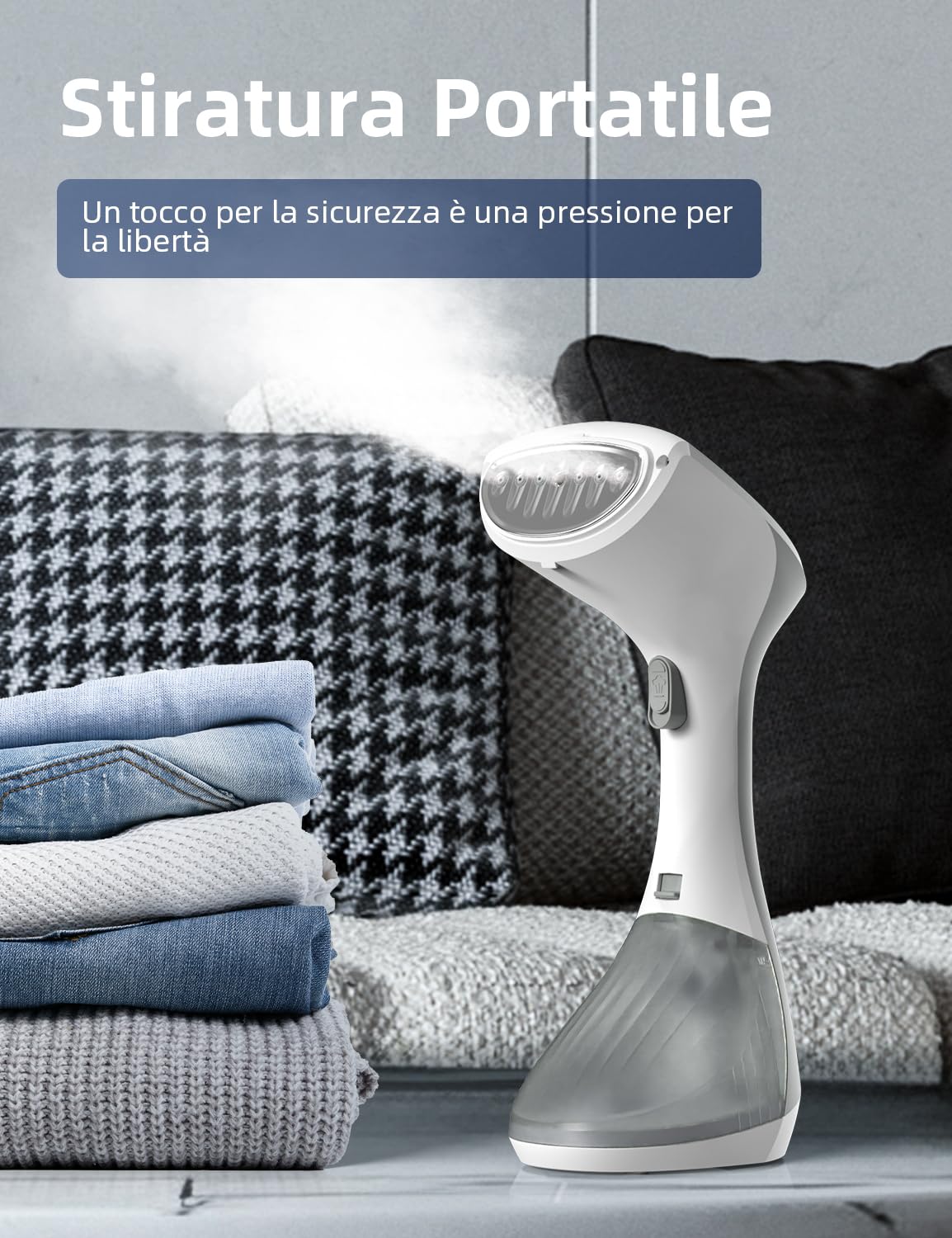 CONOPU Ferro da Stiro Verticale, 1300W Ferro da Stiro da Viaggio, 260 ml Stiratrice Verticale, Ferro da Stiro per Abiti in Posizione Orizzontale e Verticale, 2 Modalità di Vapore, Grigio