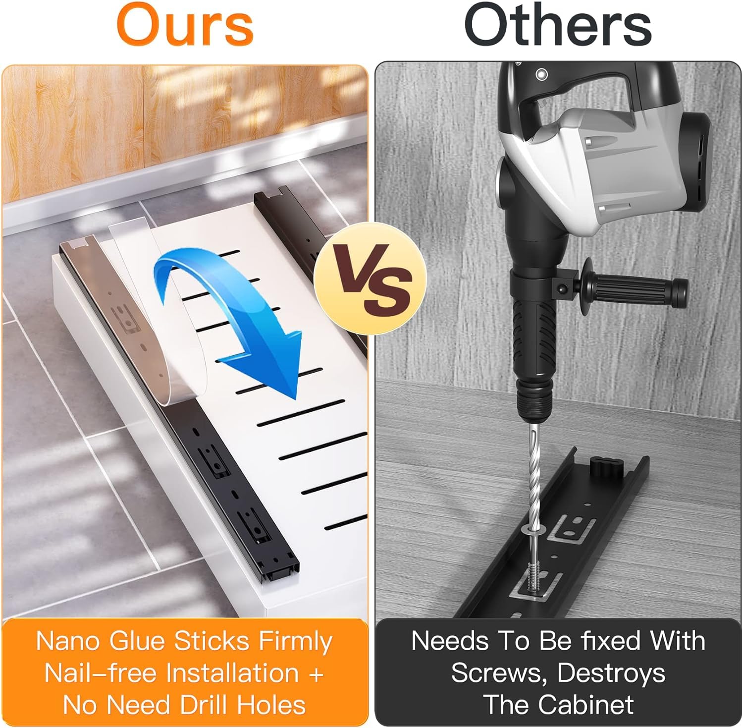 IVTUVTI Cajón Telescópico De 30 Cm De Ancho, Cajones Extensibles Para Armarios De Cocina, Organizador Para Debajo Del Fregadero Con Fijación Adhesiva De Nanopelícula, Armario Deslizante Para Baño