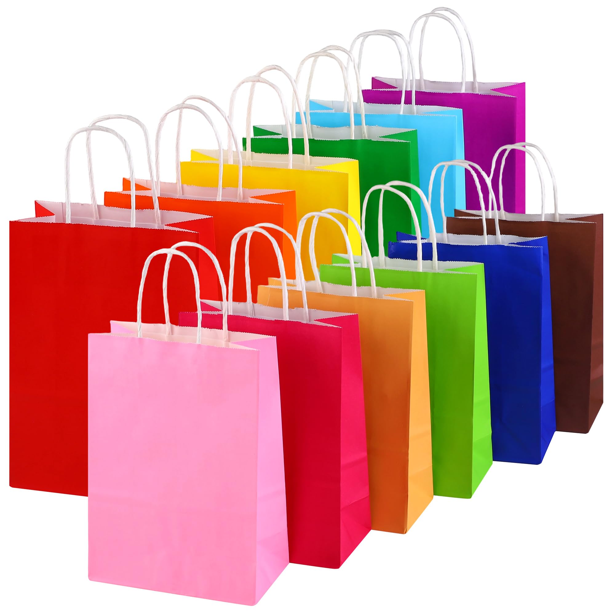 Vivantia 12 Pcs Paper Party Bags with Handles, 120 GSM Kraft Bag Colorful Party Favor Bags for Birthday Wedding Baby Shower, Multicolor