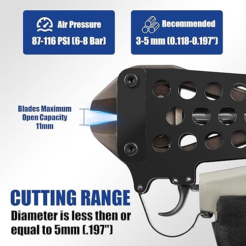 Miniatura 3 de WOODPECKER CTQ5XD - Pinza de corte neumática de alta resistencia, corte de alambre de menos de 0.197in de diámetro, herramienta de corte de alambre,