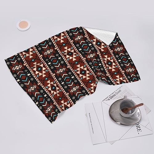 Miniatura 7 de Juego de 2 toallas de mano estilo tribal étnico con forma geométrica azteca, altamente absorbentes, suaves, para baño, hotel, gimnasio y spa, 27.5 x