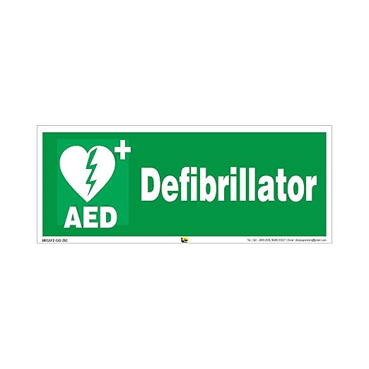 Mr. Safe AED Defibrillator Sign Hard Plastic Lamination 15 Inch X 6