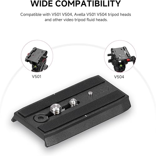 Miniatura 4 de AVELLA Universal Sliding Quick Release Plate Replacement Camera Mount with 1/4 Inch and 3/8 Inch Mounting Screws for V501 V504Fluid Head，Length: