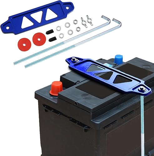 Soporte de batería de automóvil, soporte de sujeción de batería, kit universal de sujeción de batería con soporte de amarre de batería de aluminio y