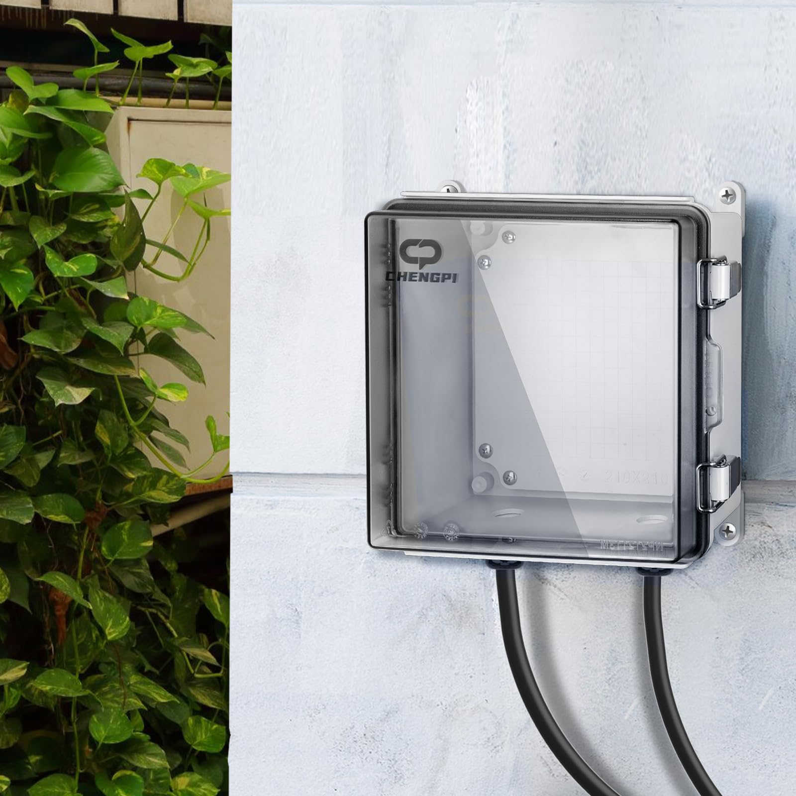 Boîte de Dérivation Electrique,Boitier Electrique Étanche avec Couvercle à Charnière,IP66 Boîte de Jonction en Plastique ABS,Couvercle Transparent Coffret Électrique 210x210x130MM