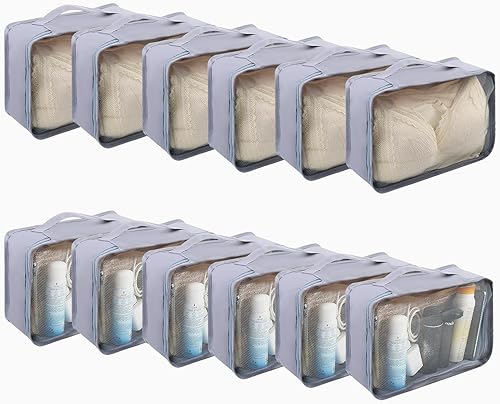 12 cubos de equipaje organizadores de equipaje pequeños de malla para ropa interior, bolsas plegables para ropa interior, bolsas de lavandería para