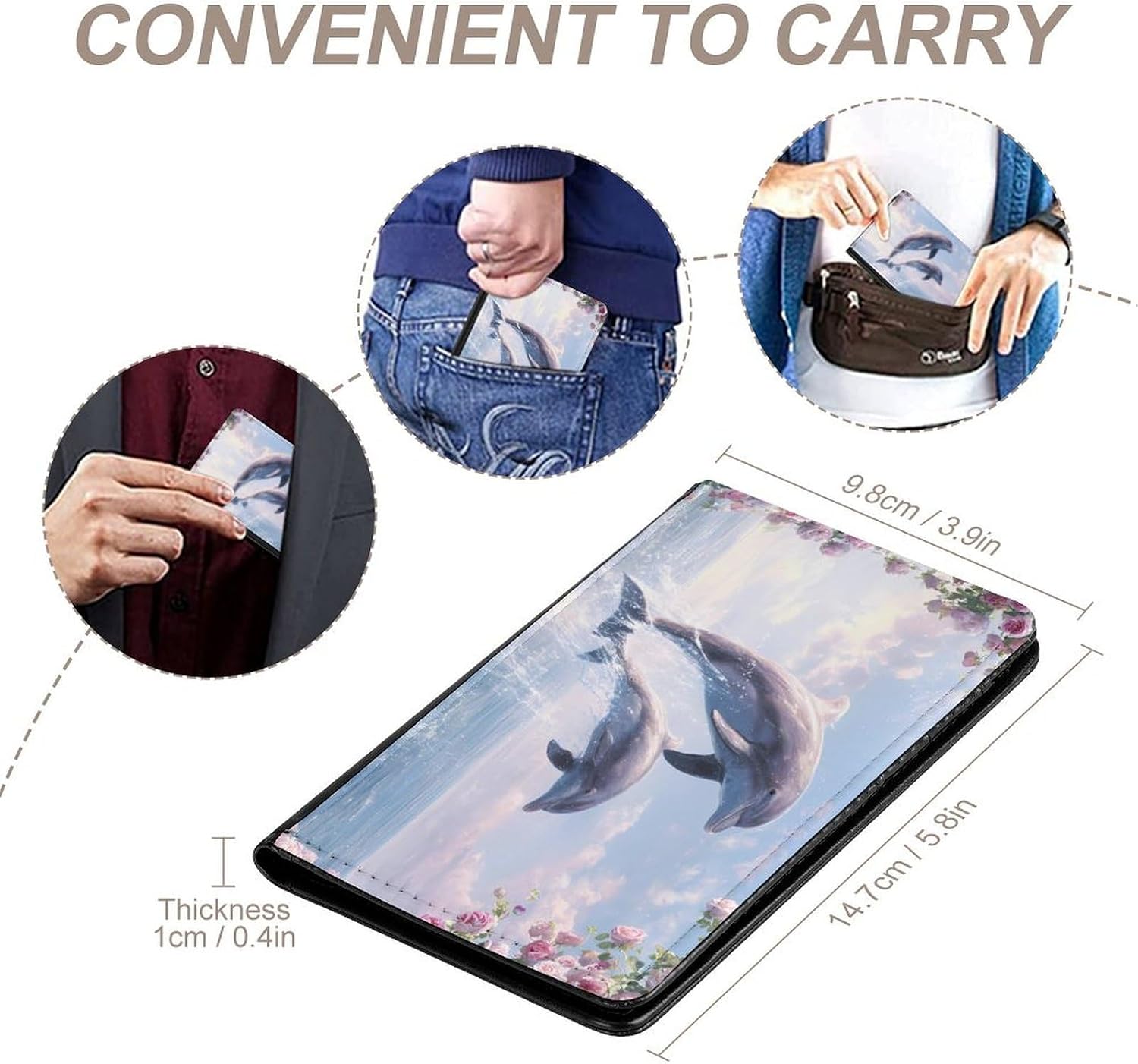 Dolphin Print Passport Holder Travel Passport Cover Portable Passports Wallet for Travel Business