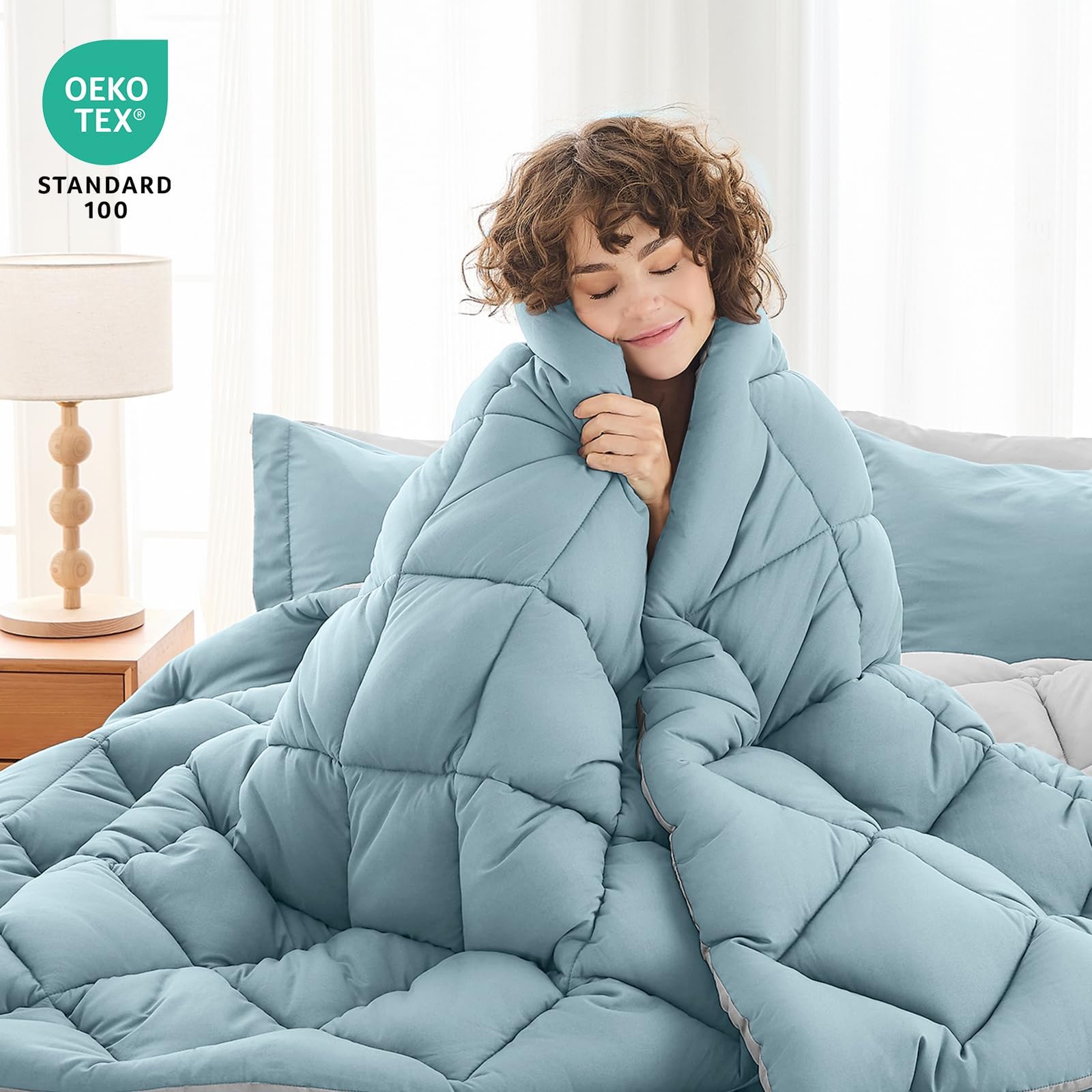 Comforter Case とSheet Amazon.com: MUXHOMO 7 Pieces Queen Comforter Set, Reversible Bed