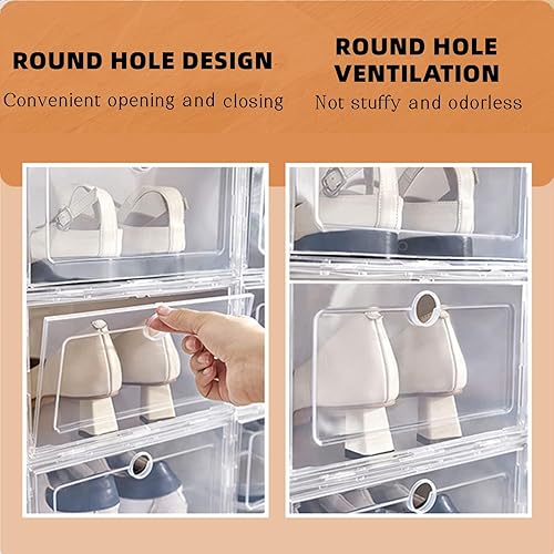 Miniatura 5 de 20 cajas de almacenamiento de zapatos plegables de plástico transparente para el hogar, organizador de zapatos apilable, organizador de zapatos de