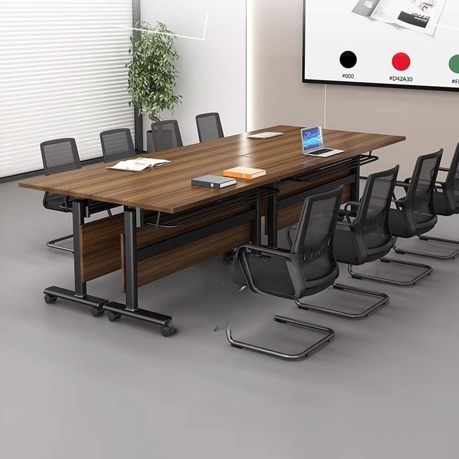 Składane biurko biurowe z zamykanymi kółkami, mobilny składany stół do sali konferencyjnej, kompaktowa ruchoma stacja robocza do małych przestrzeni, idealny do domowego biura i spotkań w sali