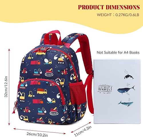 Miniatura 2 de Mochila para niñas pequeñas, mochila de dinosaurio de 12.6 pulgadas para bebés y niñas, Camión negro mini, Mochilas Daypack