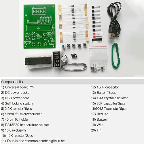 Miniatura 2 de Kits de práctica de soldadura DIY DS18B20 Módulo de sensor de temperatura Kits electrónicos DIY Kit de proyecto de soldadura 32.0-210.2 F (32-210)