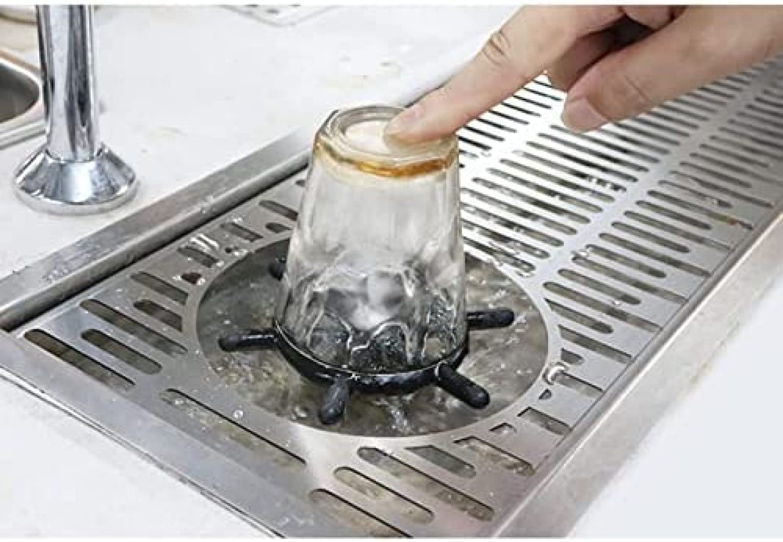 Genérico Lavavasos De Acero Inoxidable 304 con Limpieza Automática por | Con Escurridor, 42x22 Cm, Apto Para Cocinas De Bar (63*22 cm)