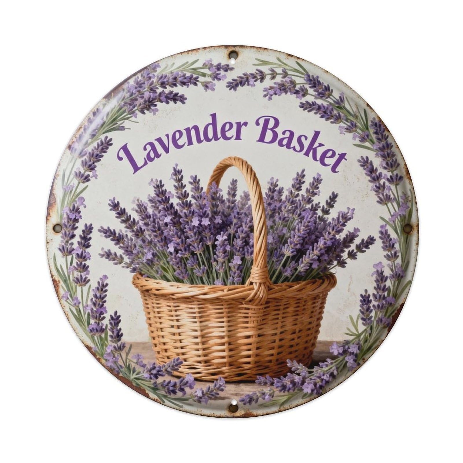 Lavender Basket Metal Tin Sign Plaque