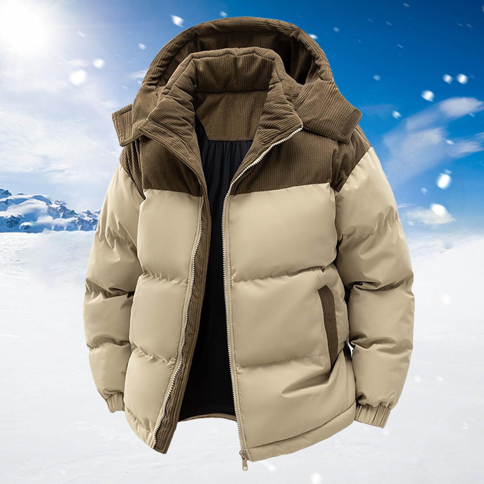 Generico Giacca Piumino Uomo - Giubbotti Invernali Cappotto Invernale da Uomo Spesso Caldo con Cappuccio e Collo Alto Stile Casual a Maniche Lunghe