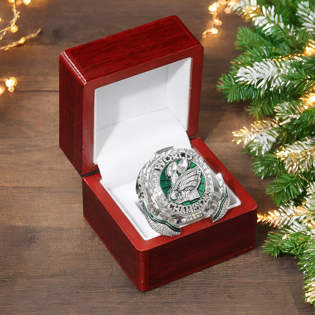 Eagles 2025 Championship Ring Replik mit Geschenkbox – Sammlerring zum 59. Football-Meisterschaftsfinale, Fan-Geschenk für Männer, Alumni & Sammler