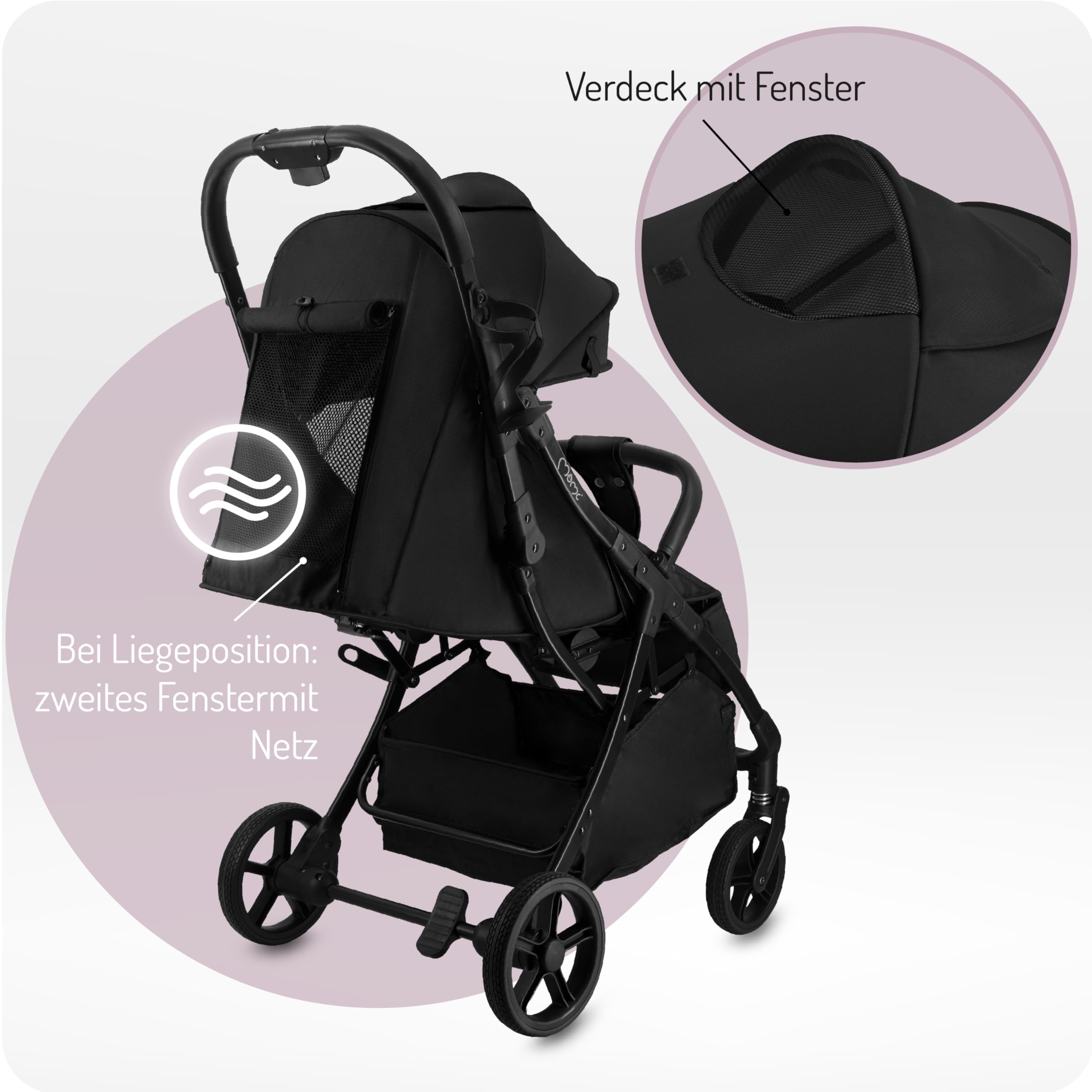 MoMi PAOLA Kinderwagen Zusammenklappbar - Reisebuggy bis 22kg ab 6 Monaten - Kinder Buggy mit Liegefunktion und Automatischer Faltung - 5-Punkt-Sicherheitsgurt - Alle Räder mit Stoßdämpfung