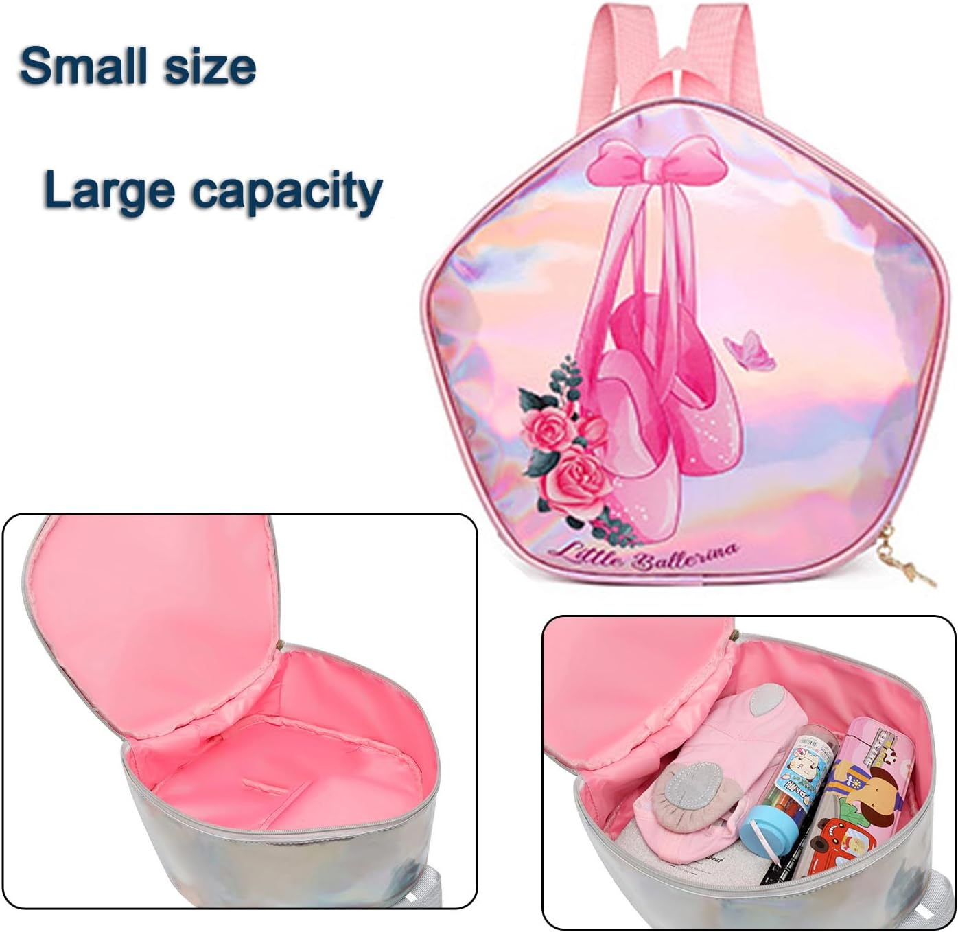 Cute Cartoon Princess Backpack,Personalized Ballet Dance Bag,Gymnastics Latin Dance Yoga Tap Dance Jazz Storage Bag, Pink, WDSJB55 image 3