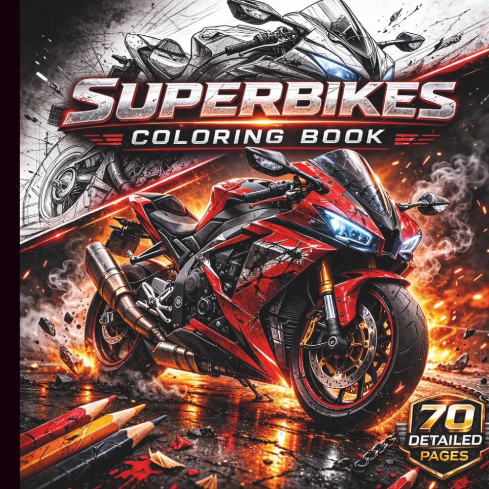 Superbikes Coloring Book: Realistic High-Performance Motorcycles Coloring Pages for Teens, Adults & Motorcycle Enthusiasts