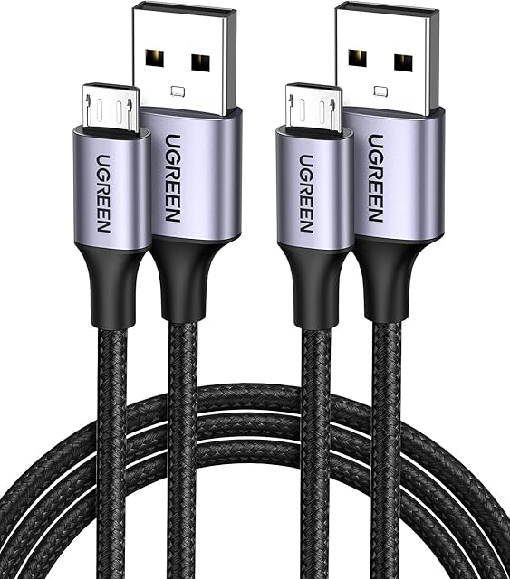 UGREEN Micro USB Cable 18W USB A to Micro USB Android Fast Charge Data Lead 2 Pack Compatible with Galaxy S7, S6, S5, A10, J7, J6 Huawei Y9, Y7, Y6, Moto E6, Xperia Z5, Z3, Kindle Fire (2M)