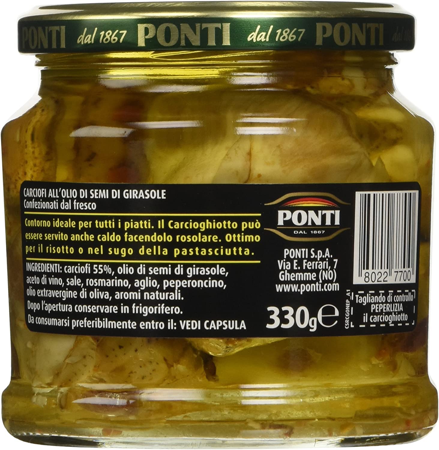 Ponti Peperlizia Il Carcioghotto Artischocken in Sonnenblumenöl 6x 330g