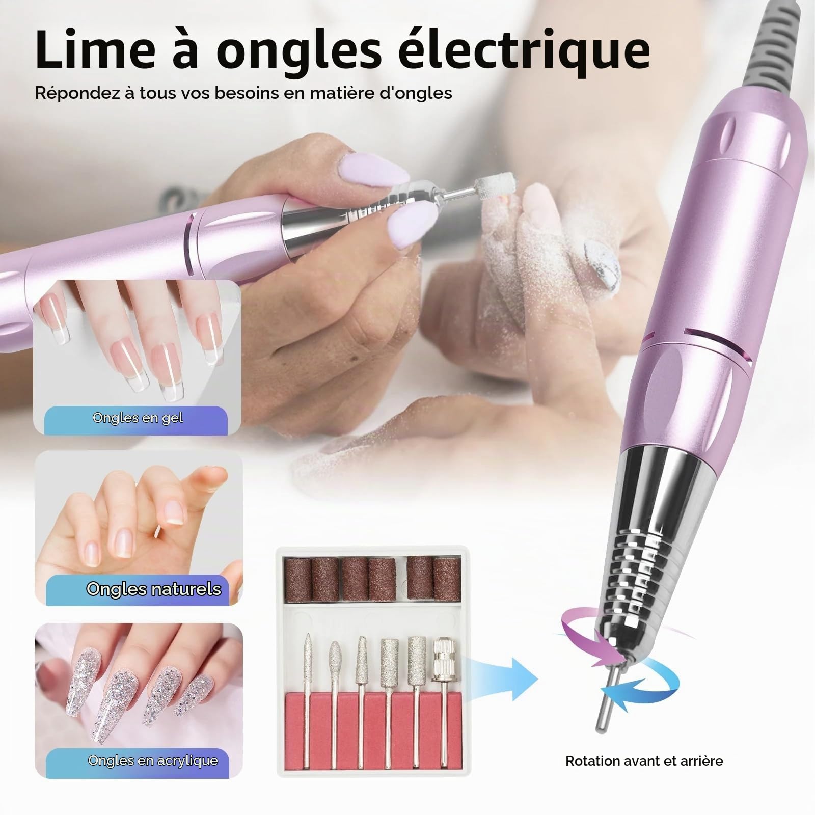 OYHN Ponceuse pour Ongles Professionnel, 5 en 1 Ponceuse Ongles, 30000 RPM avec Lampe LED 5W, 96W Séchoir à Ongles Lampe Machine de photothérapie Lampe à Ongles Lampe d'éclairage Machine