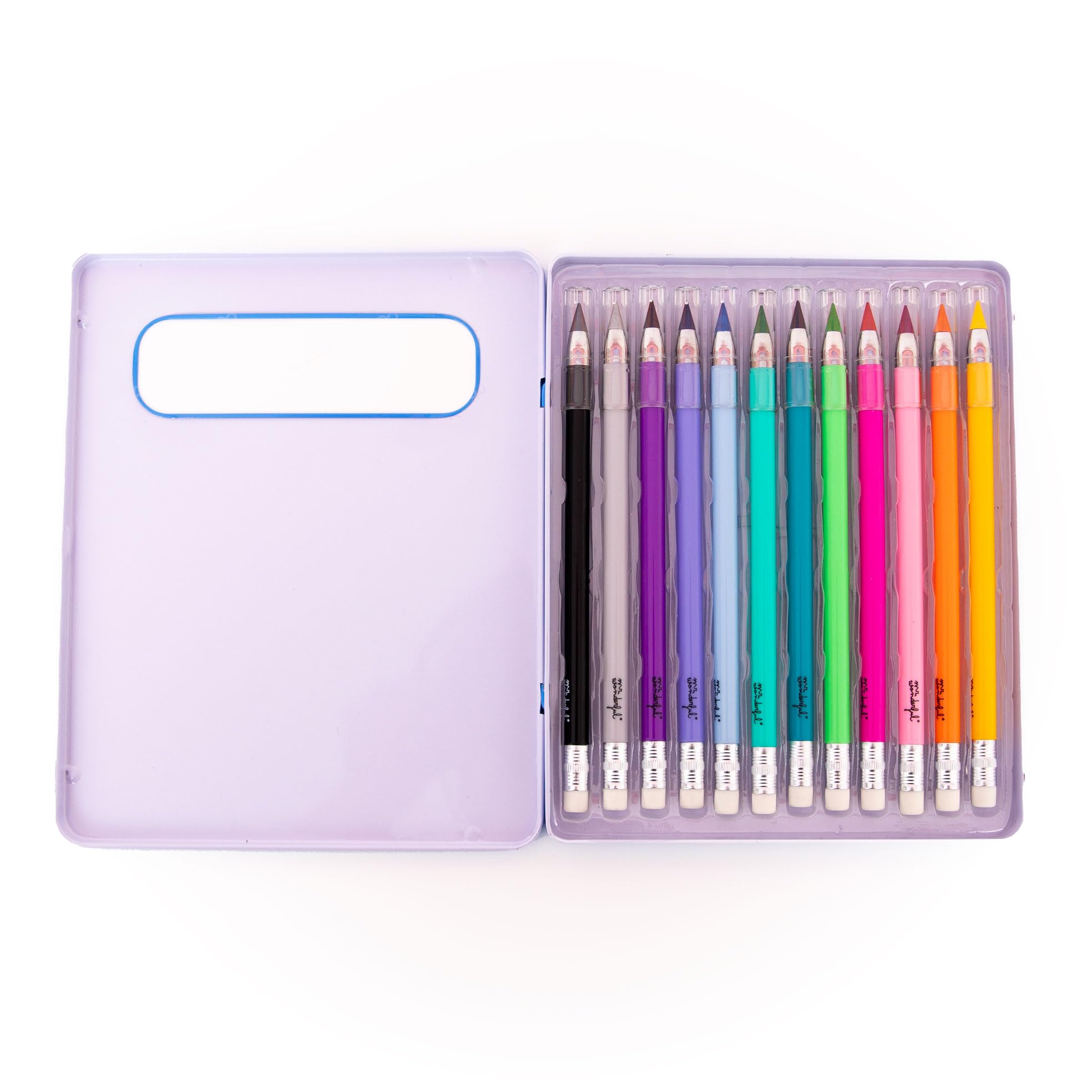 Mr. Wonderful Set of 12 Infinite Coloured Pencils Without Sharpener - Alloy Erasable Tip - Clean and Precise Writing