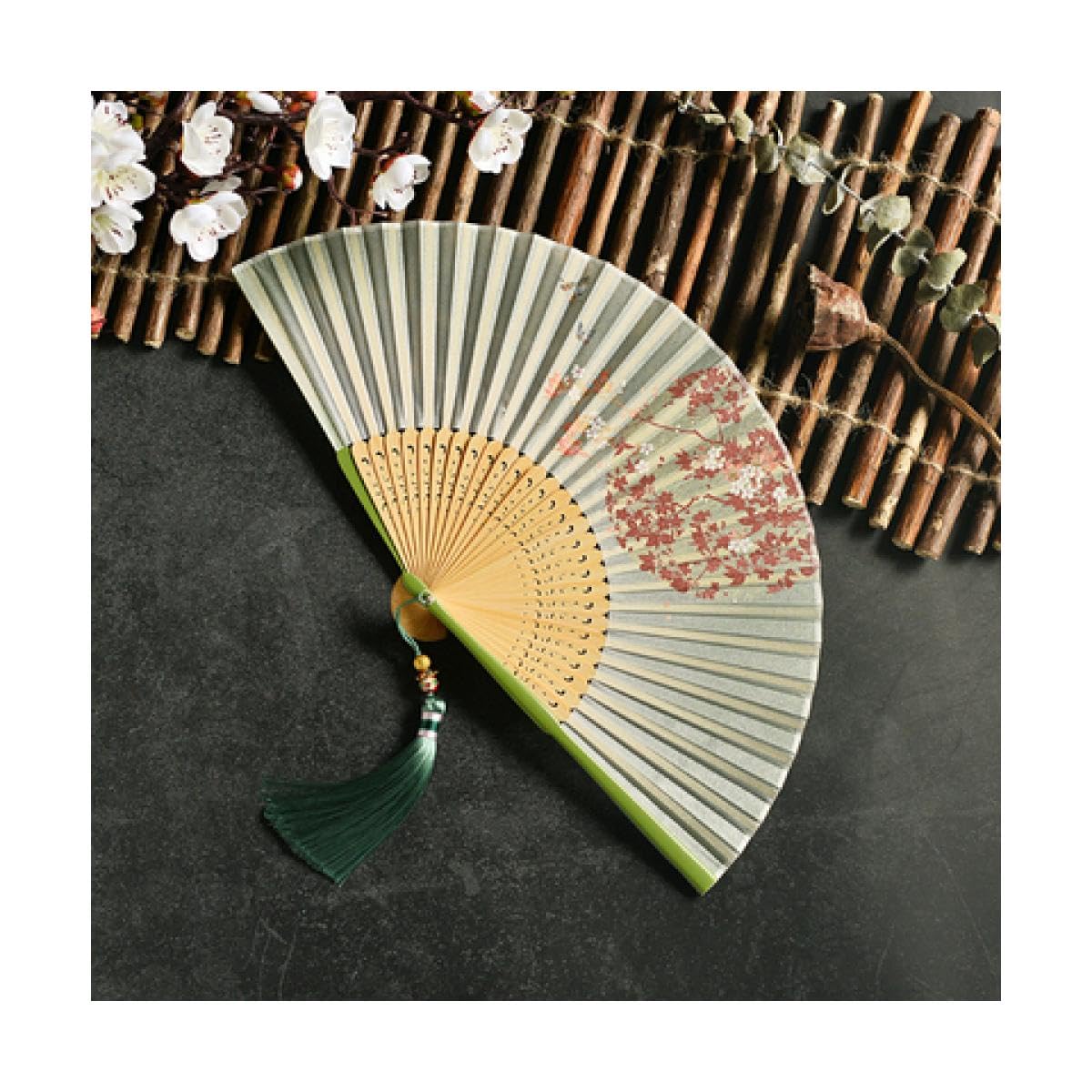 RWRAPS Faltfächer, klassischer Faltfächer, chinesischer Vintage-Faltkran-Fächer, japanischer Stil, für Frauen, Hochzeit, Handgeschenk, Fächer, tragbar, Ventilador, Teekanne (A5)