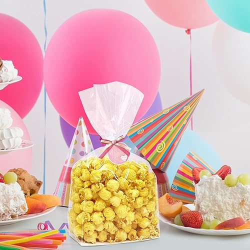 Miniatura 6 de Yotelab Bolsas de celofán de fondo plano, 5 x 3 x 12 pulgadas, bolsas de celofán reforzado con inserto de papel, 100 unidades