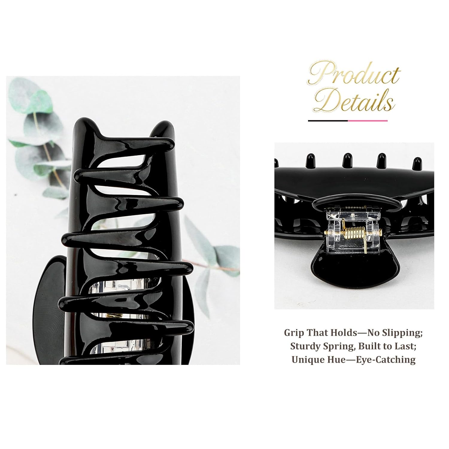 3PCS Claw Clips for Women Large Hair Styling Clips for Thick Thin Hair Acrylic Cute French Clips Non-Slip Pink White Black Hair Styling Accessories Women Girls(Marble) Valentine's Day Gift - Image 3