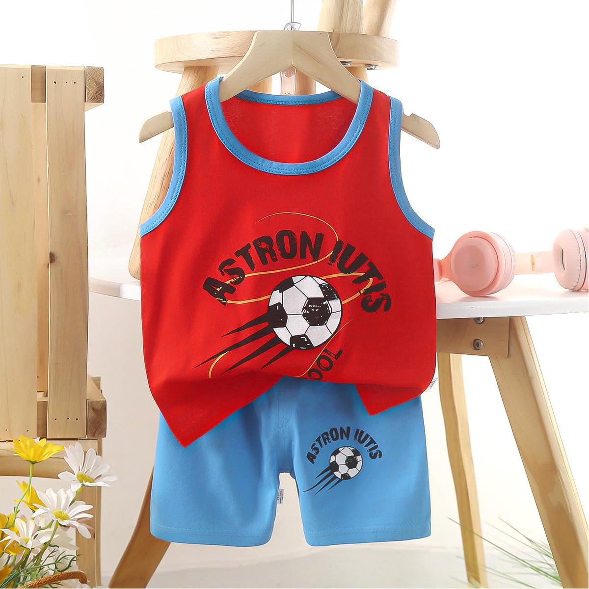 XM-Amigo 8 Piezas/4 Conjuntos Top sin Mangas y Pantalones Cortos para Niños y Bebés Varones 3 Meses-7 Años Camisetas sin Mangas Verano — view 2