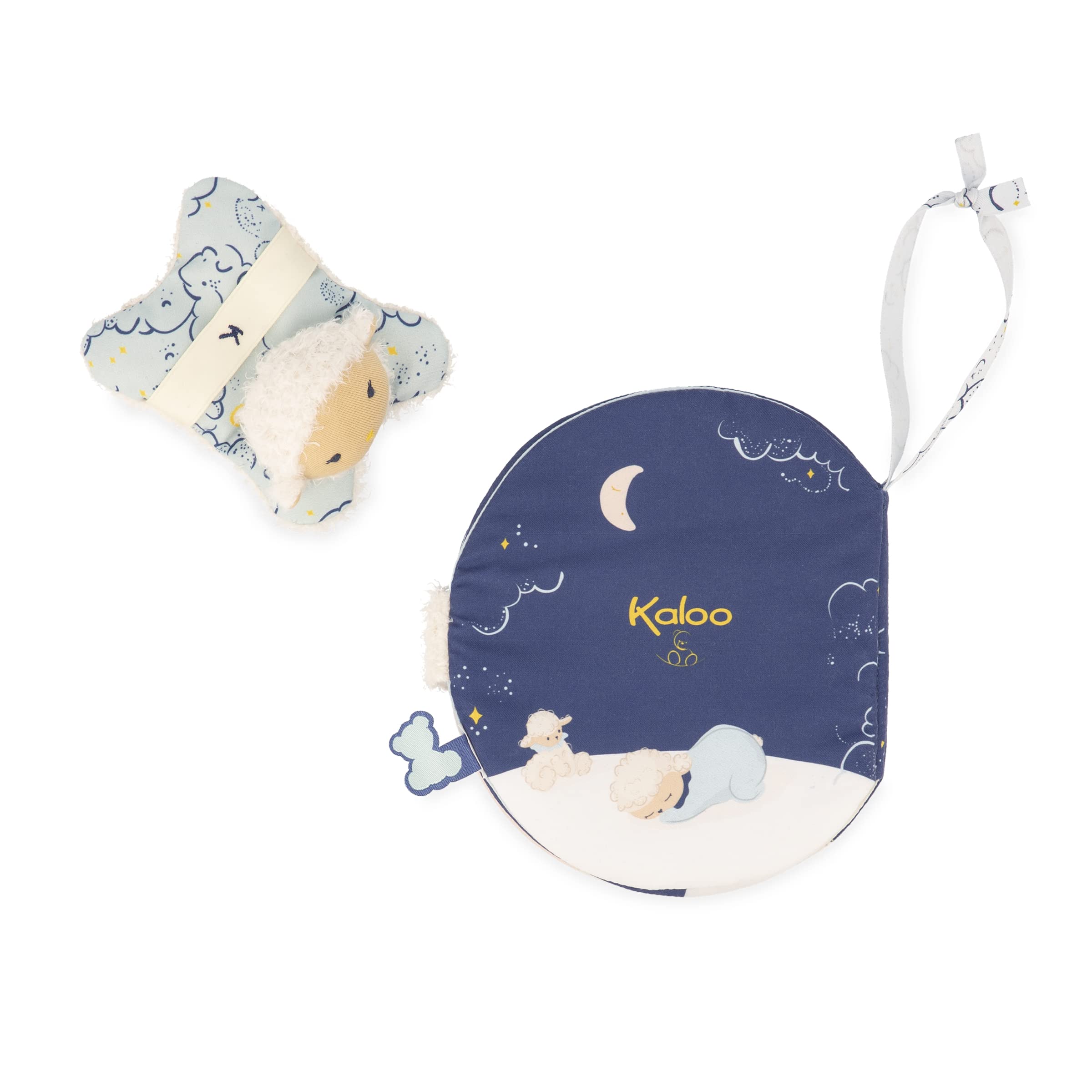 KALOO - Doux Sommeil - Primo Cofanetto Nascita per Addormentare Il Neonato - Libro + Mini Peluche Pecorella + Maxi Coperta Fasciante per Neonato 1 Metro - dalla Nascita, K221008