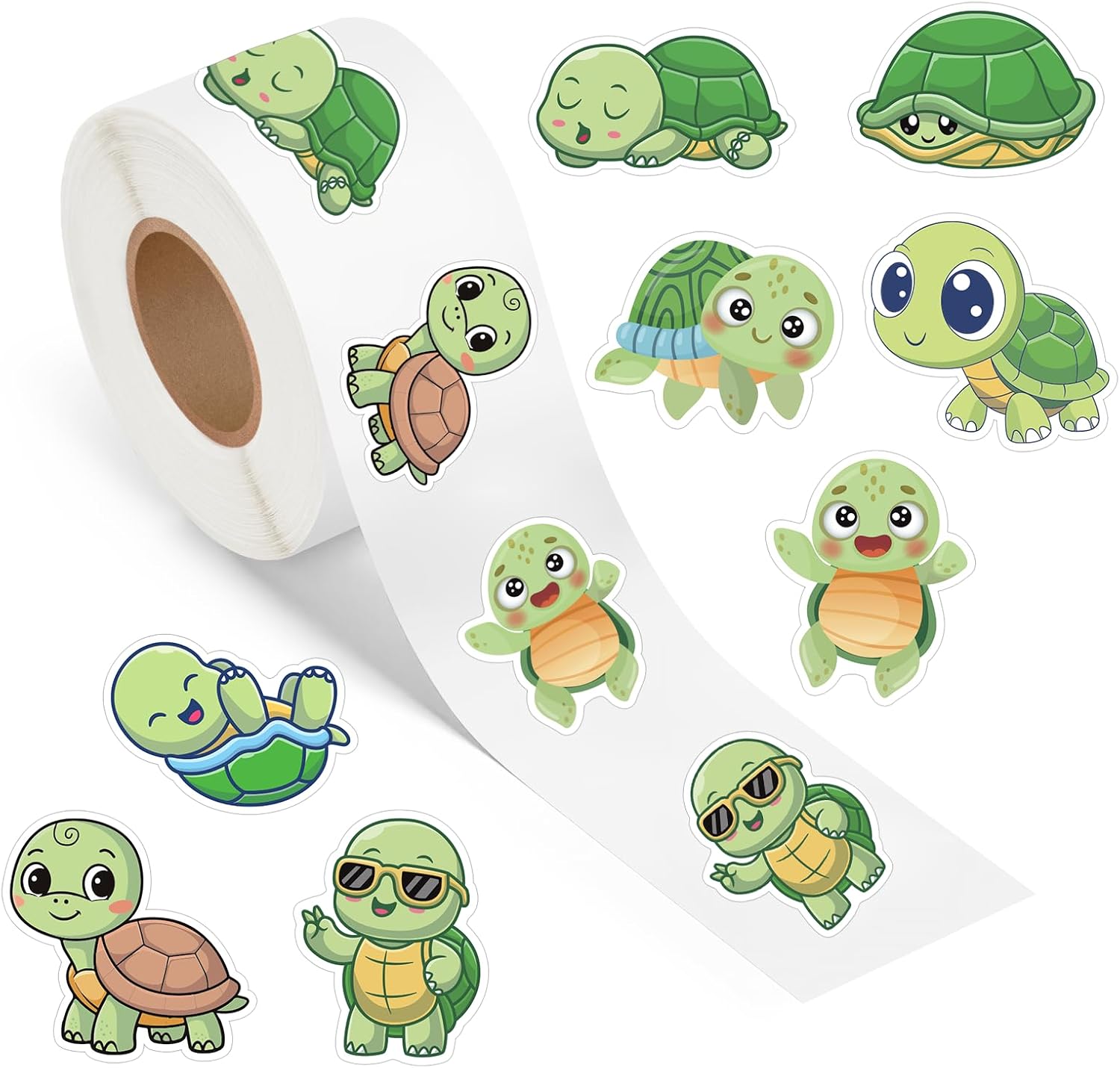 Amazon.com: 500 Pcs Cute Turtle Stickers Roll Animals Beach Ocean ...