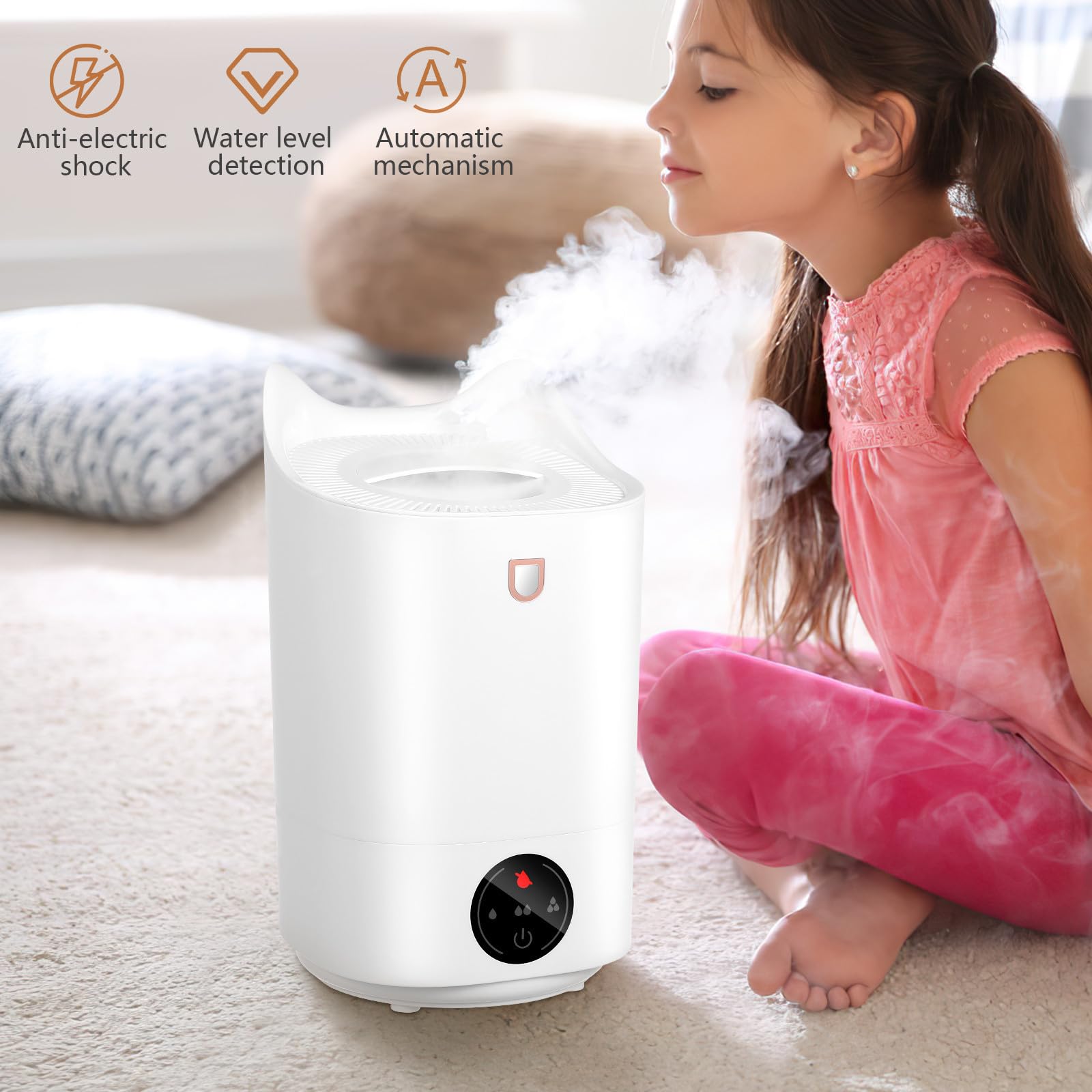 TOYANDONA Humidificador Personal de Escritorio 3.1l Blanco con Apagado Automático y Diseño Minimalista para Oficinas y Habitaciones Pequeñas