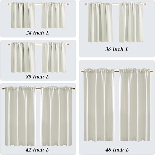 Miniatura 3 de Very Little - Cortinas para ventana de cocina pequeña, con bolsillo para cortinero, oscurecimiento de la habitación, bloqueo de calor solar,