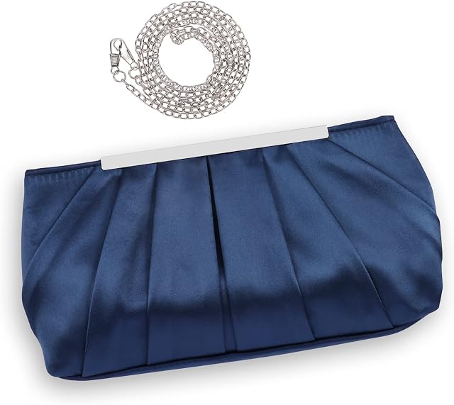 Apradas Women's Evening Clutch Bag Satin Pleated Clutch Bag Elegant Satin Evening Bag Clutch Purse Prom Handbag for Wedding Party Prom