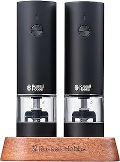 ラッセルホブス 電動ミル 充電式 ソルト&ペッパー 岩塩 胡椒 スパイス 粗さ調節可能 ミニ 2本セット ブラック 7942JP-BK